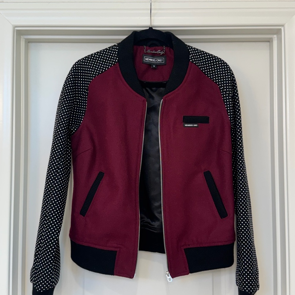 Members Only Burgundy and Black Bomber Jacket